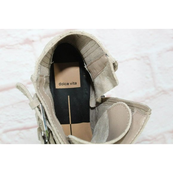 Dolce Vita Tae  Tan Suede Side  Zipper Heeled Ankle Booties Size 7 M - Picture 8 of 9